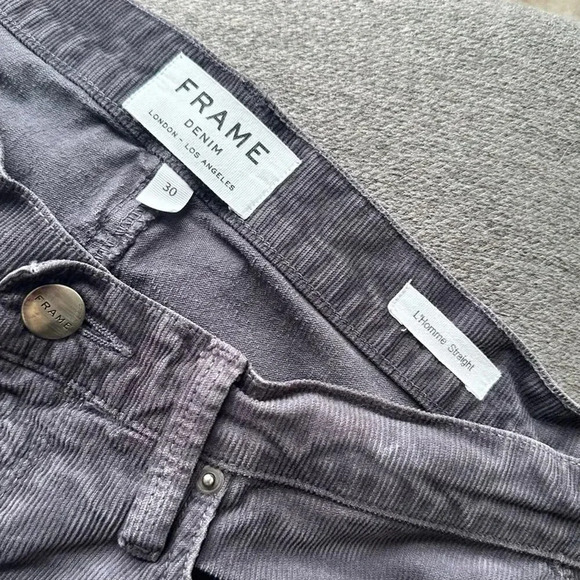FRAME DENIM Men’s L’Homme Corduroy Slim Savile Grey Jeans Size 30 - Picture 7 of 7
